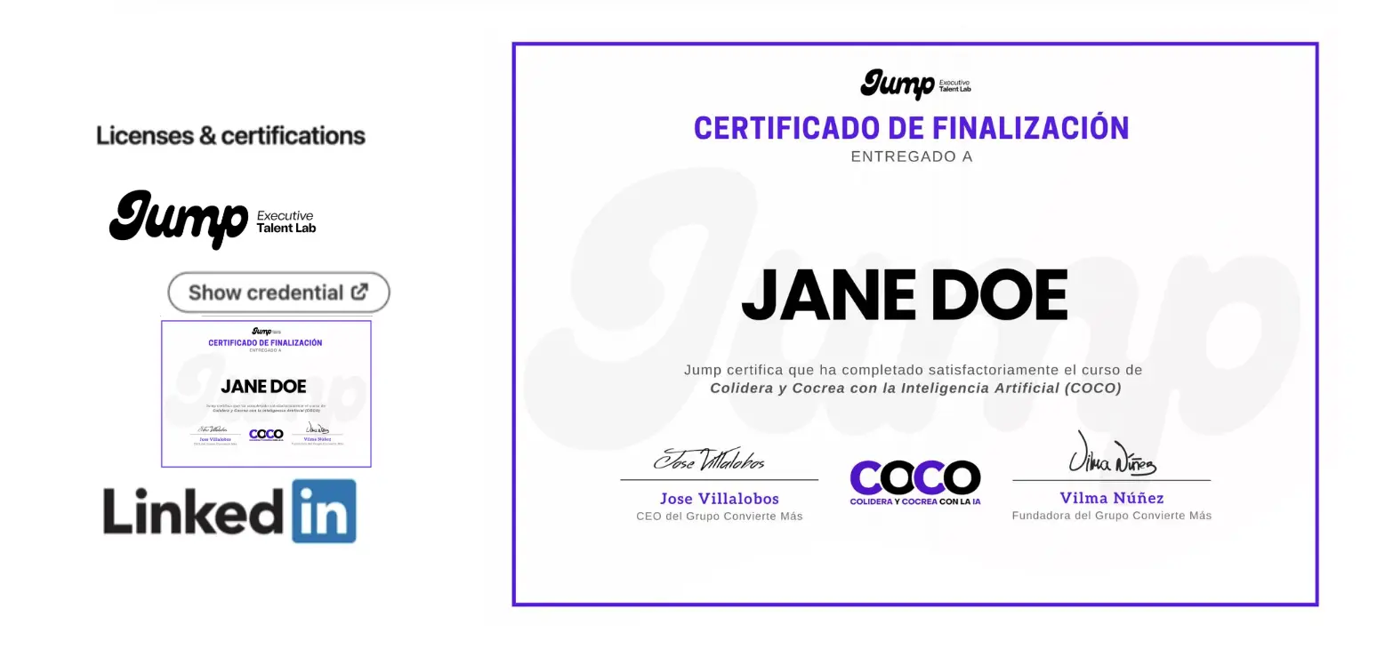 Certificado COCO en LinkedIn